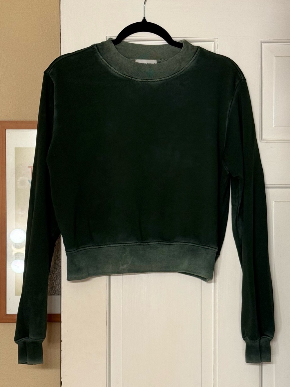 COTTON CITIZEN washed deep green cropped sweatshirt